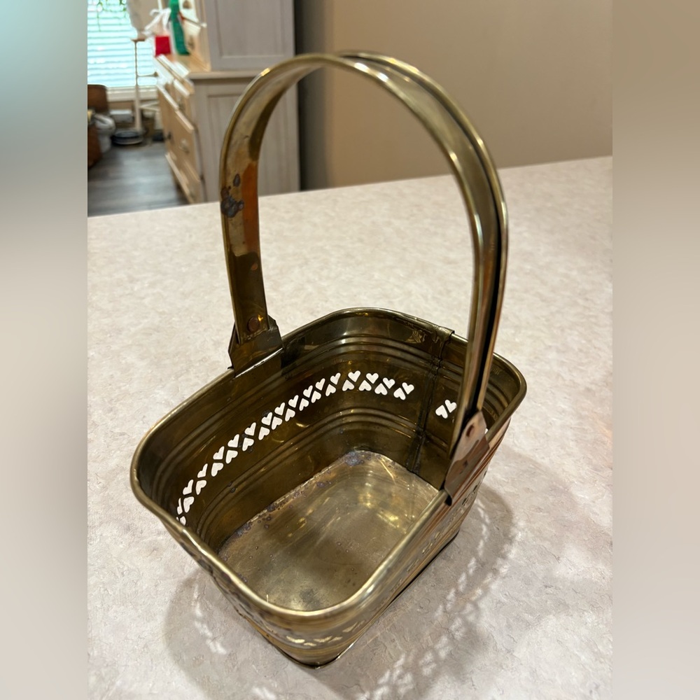 Vintage Cottagecore Brass Basket Made in India